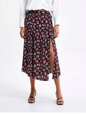 DEX - Floral Side-Slit Midi Skirt